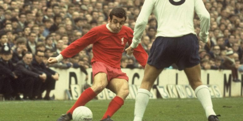 Ian Callaghan playing for Liverpool against Tottenham Hotspur