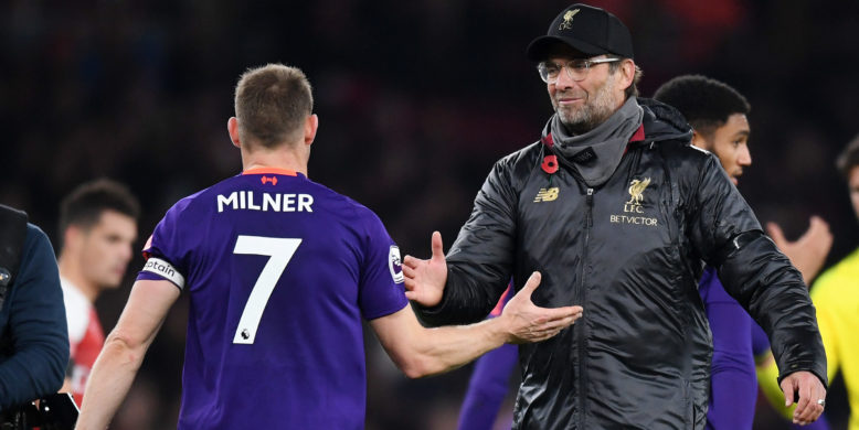 Klopp reveals why Milner was angry at halftime against Arsenal