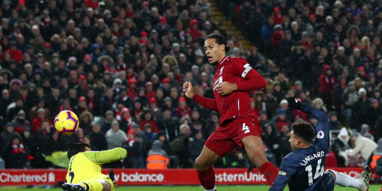 Van Dijk jokes with Alisson over United blunder