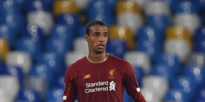 Joel Matip ruled out for six weeks with knee injury
