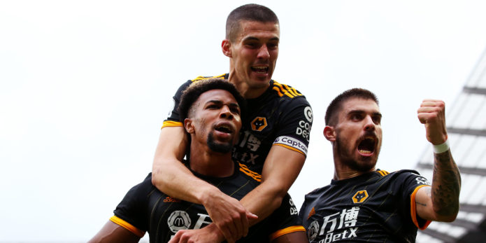 Coady’s Liverpool-supporting brother pictured celebrating Wolves’ goal – a great sight for the Reds