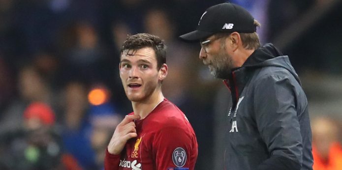 Liverpool fans concerned after Robertson exits Genk game