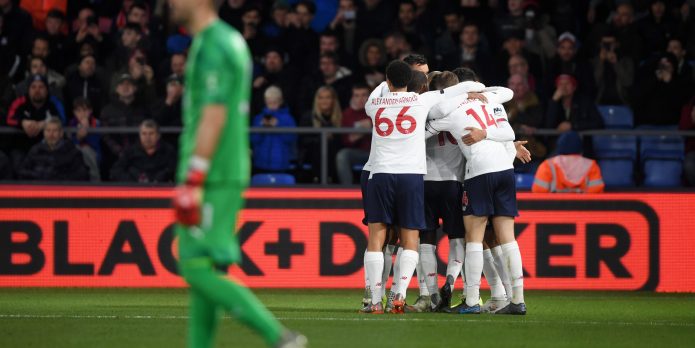 Liverpool fans react to a late winner against Crystal Palace