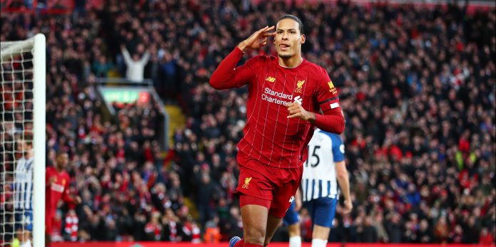 These Liverpool fans react to Van Dijk scoring twice against Brighton