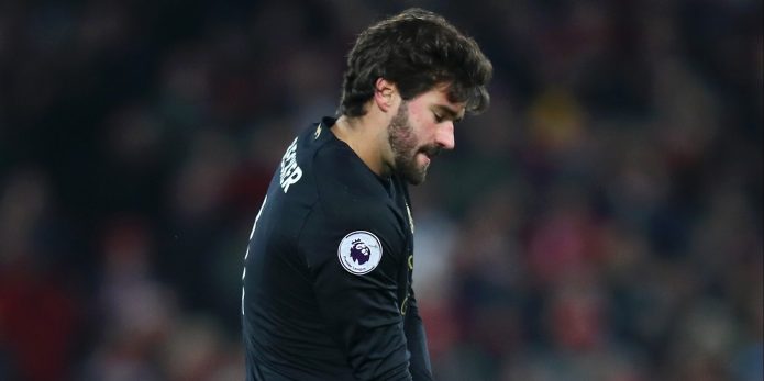 Liverpool fans react as Alisson sent off against Brighton