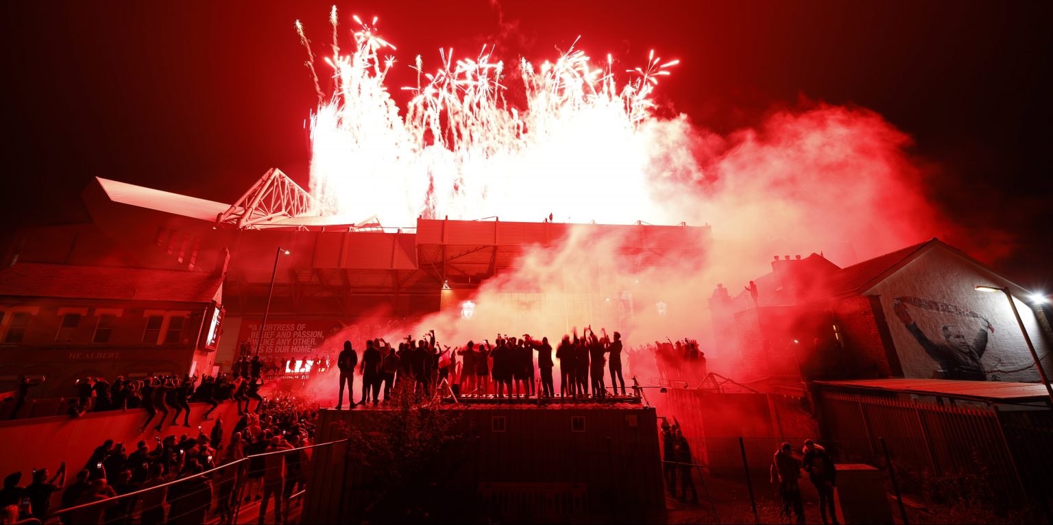Gallery: Liverpool fans party outside Anfield to celebrate title win