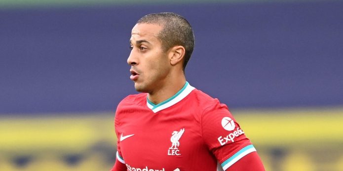 Thiago misses Liverpool training again ahead of Man City clash