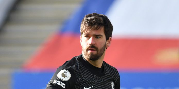 Alisson and Fabinho miss training ahead of Liverpool’s clash with Everton