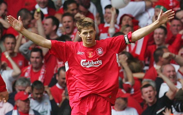 Steven Gerrard celebrates for Liverpool during the 2006 FA Cup final