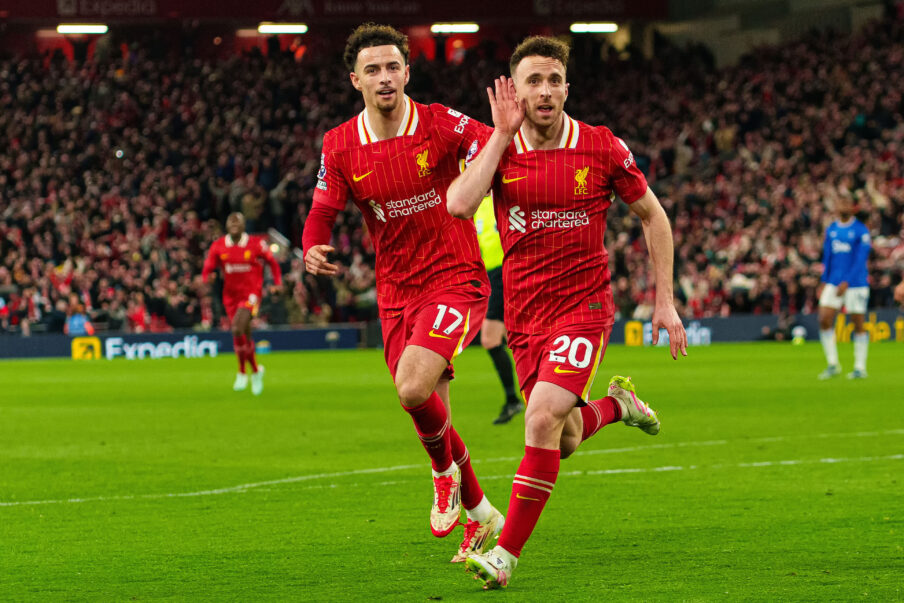 Liverpool march on as Diogo Jota and Curtis Jones pull away in celebration vs Everton