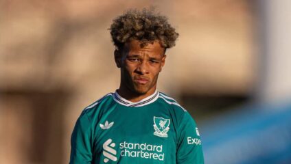 Trent Kone-Doherty in action for Liverpool U21s at the AXA Training Centre before his transfer to Molde FK