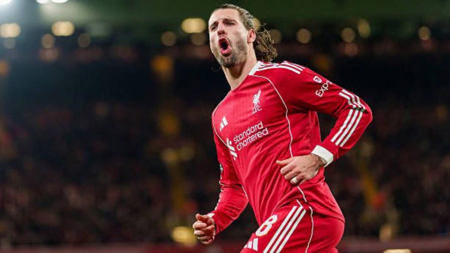 Liverpool midfielder Dominik Szoboszlai in action