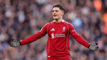 Ngumoha and Wirtz: Florian Wirtz in a Liverpool kit celebrating during a match