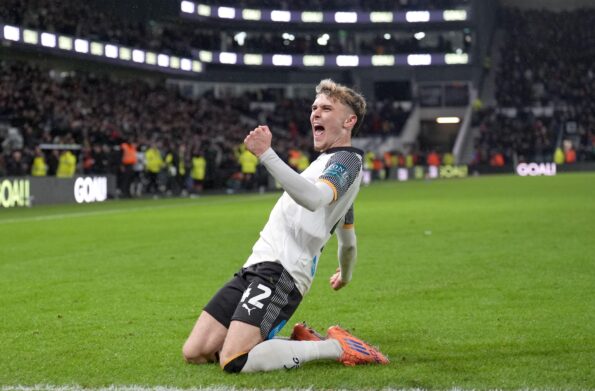 Bobby Clark celebrates for Derby County. Image: Derby County Football Club