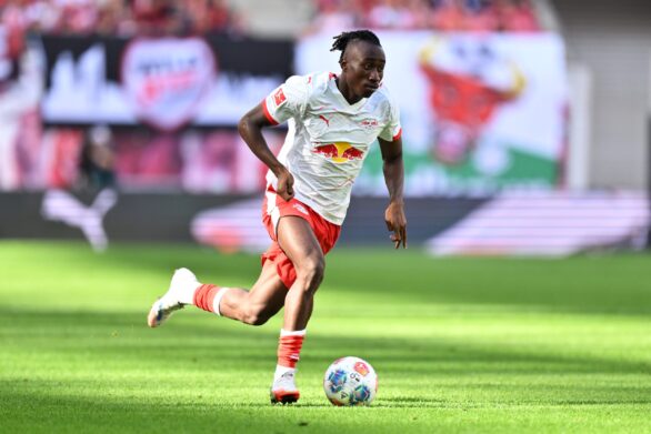 Yan Diomande in action for RB Leipzig