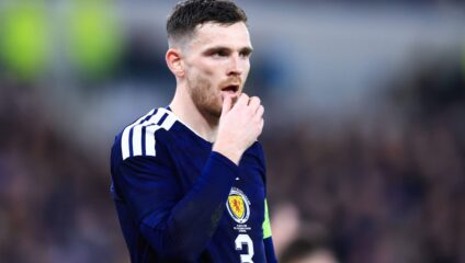 Andy Robertson Tottenham: Andy Robertson in a Scotland kit during an international match