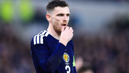 Andy Robertson Anfield return: Andy Robertson in a Scotland national team kit