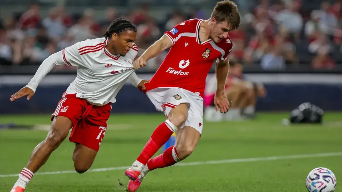 Rio Ngumoha in Liverpool action against Wrexham